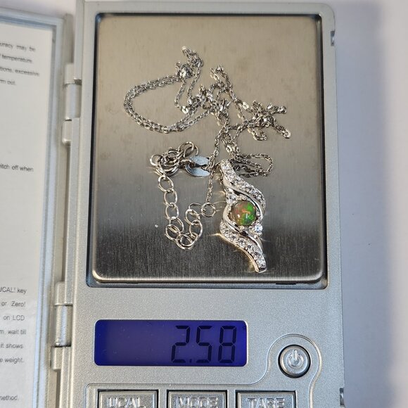 NIB VTG 925 5mm Real / Natural Ethiopian Fire Opal Pendant Necklace 16" - Picture 14 of 14